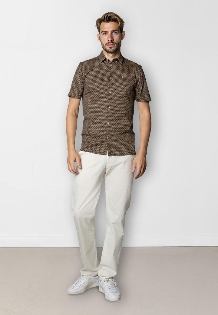 Clean Formal Aop Stretch Shirt S/s