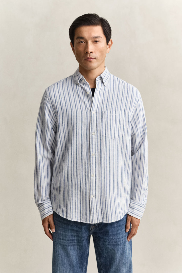 Reg Cotton Linen Stripe Shirt