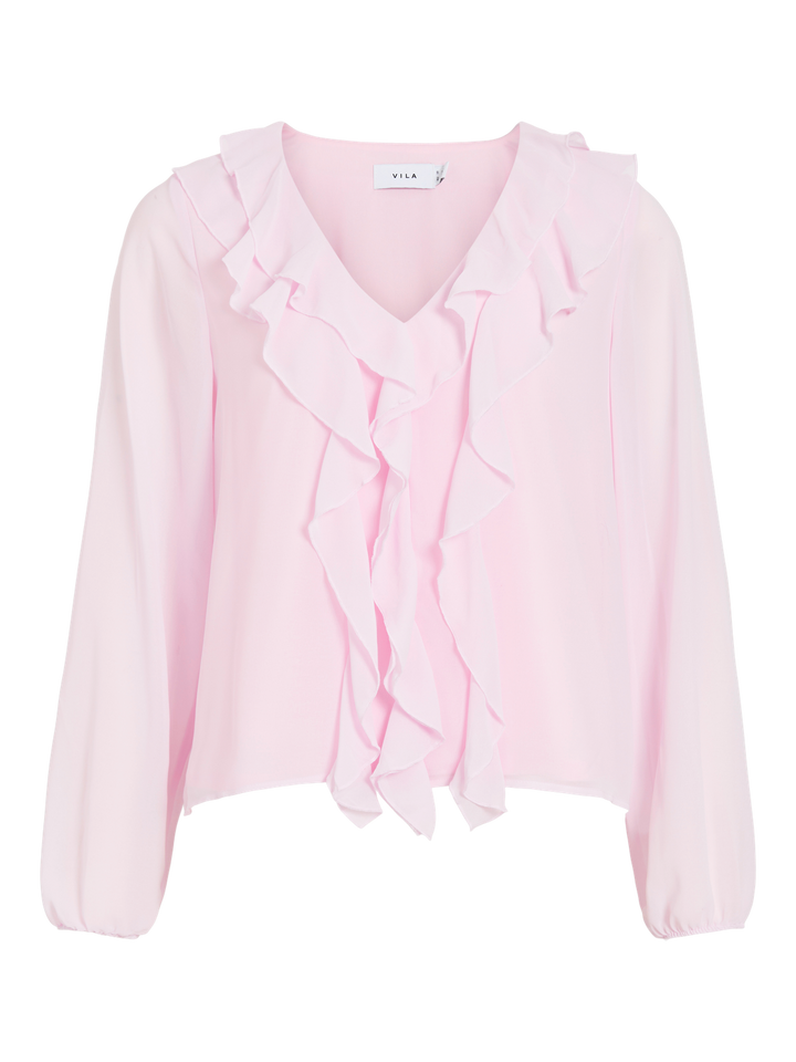 Viane L/s V-Neck Frill Top - Noos