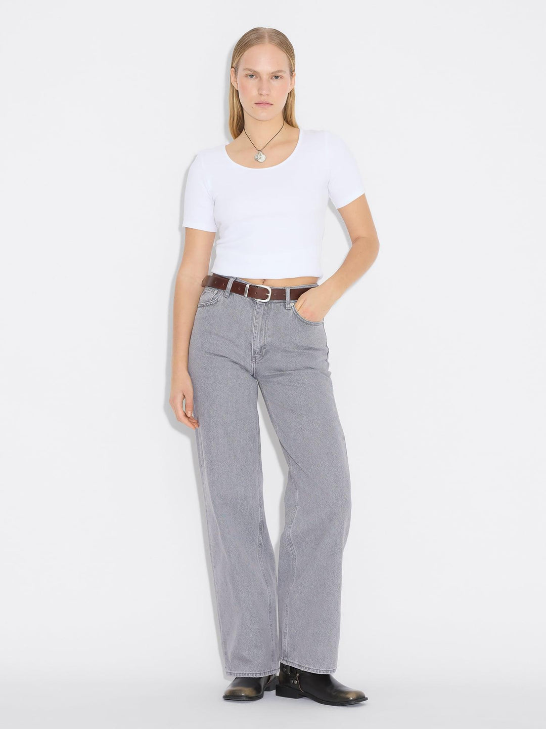 Rib Open Neck Tee 26-02