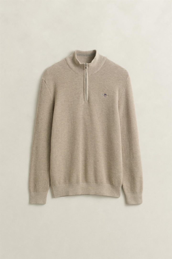 Micro Textured Cotton Half Zip