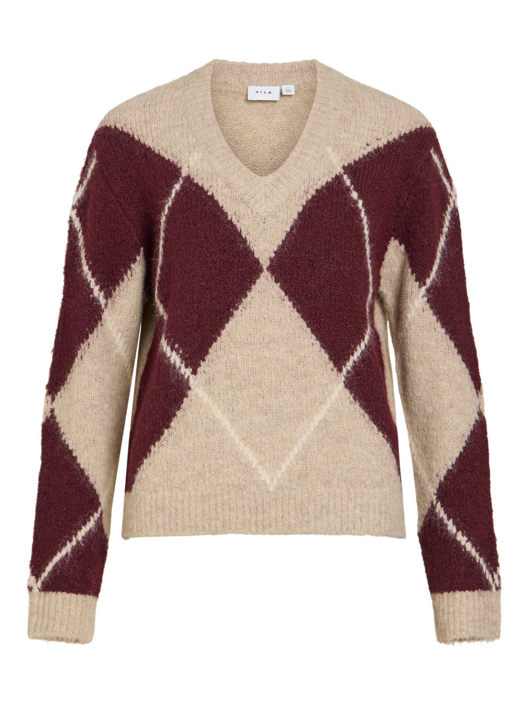 Vitolise V-Neck L/s Check Knit Top/tes