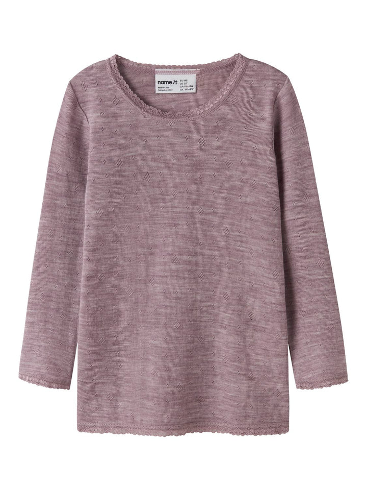 NMFWANG WOOL NEEDLE LS TOP SOLID NOOS