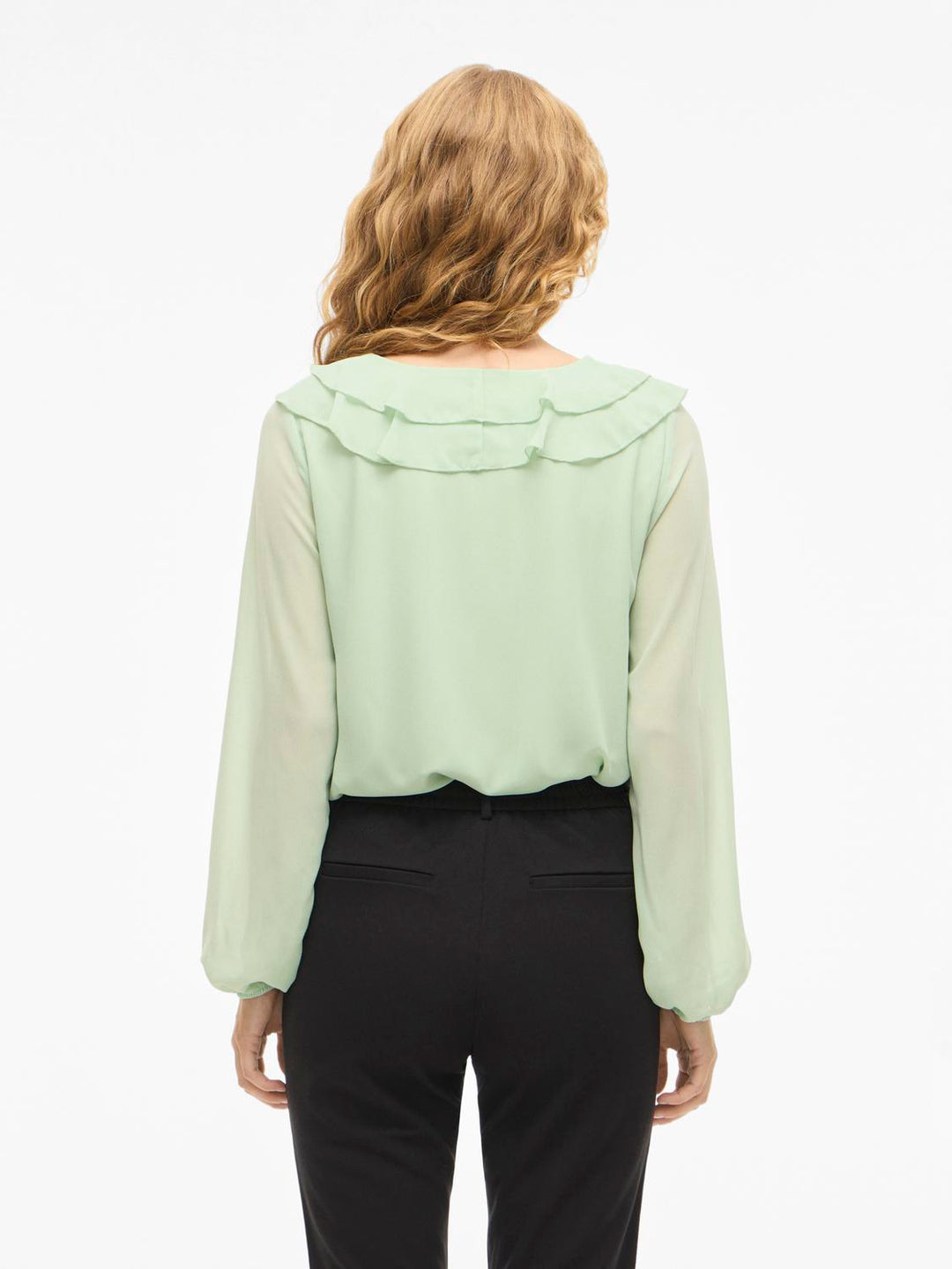 Viane L/s V-Neck Frill Top - Noos