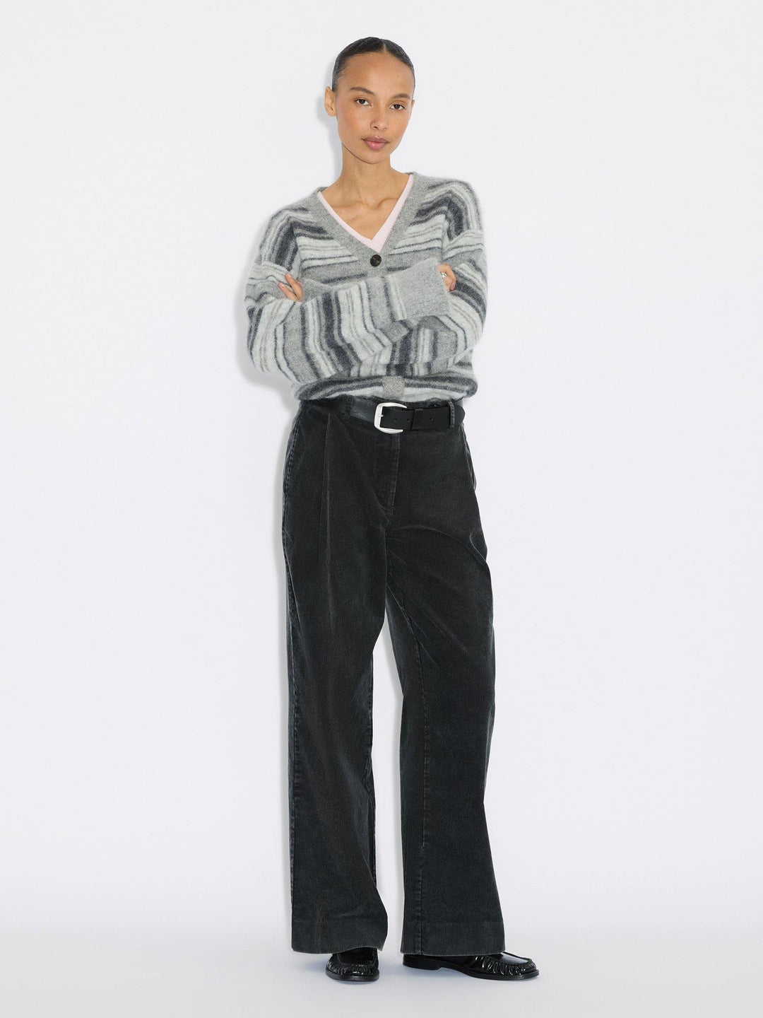 Fluffy Stripe Cardigan