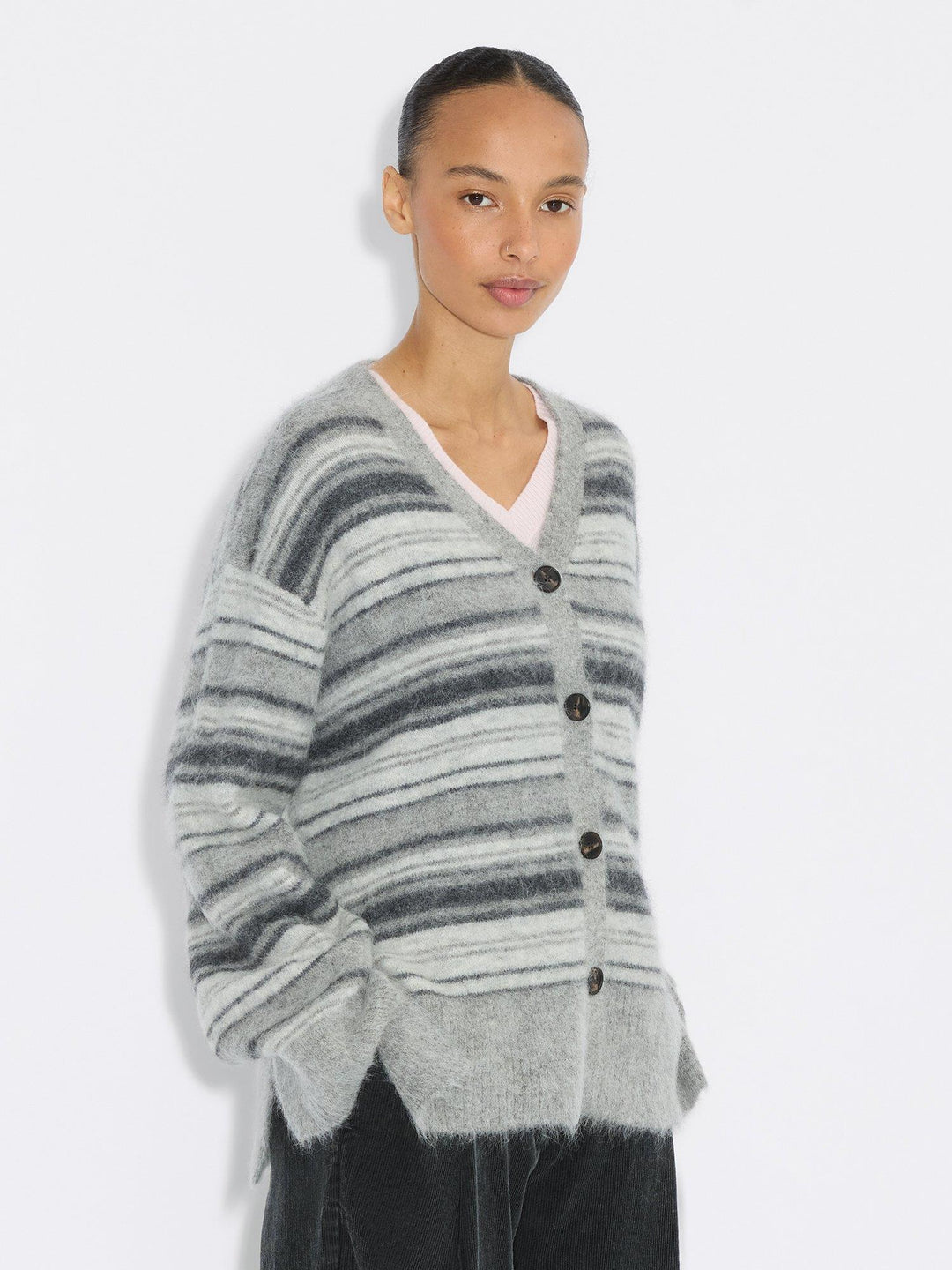 Fluffy Stripe Cardigan