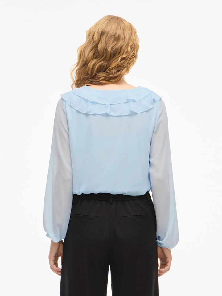 Viane L/s V-Neck Frill Top - Noos