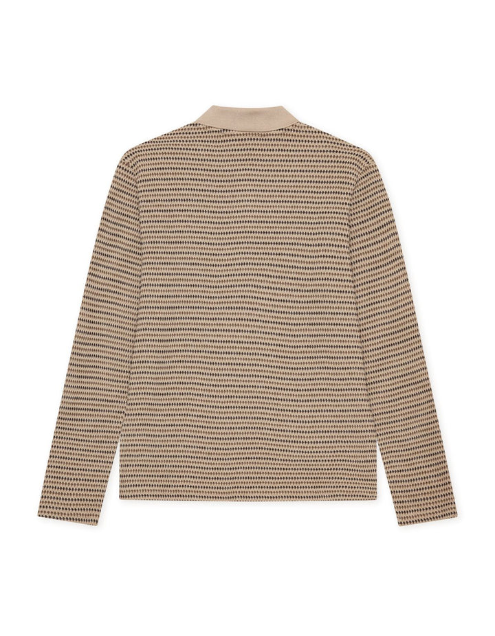 Knitted Stripe Ls Polo