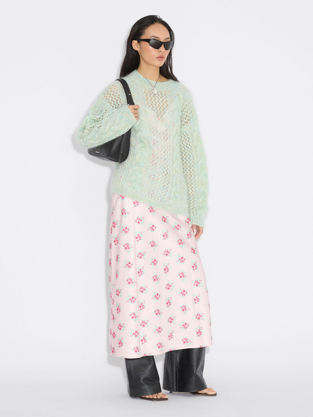 Mohair Cable Knit Crew