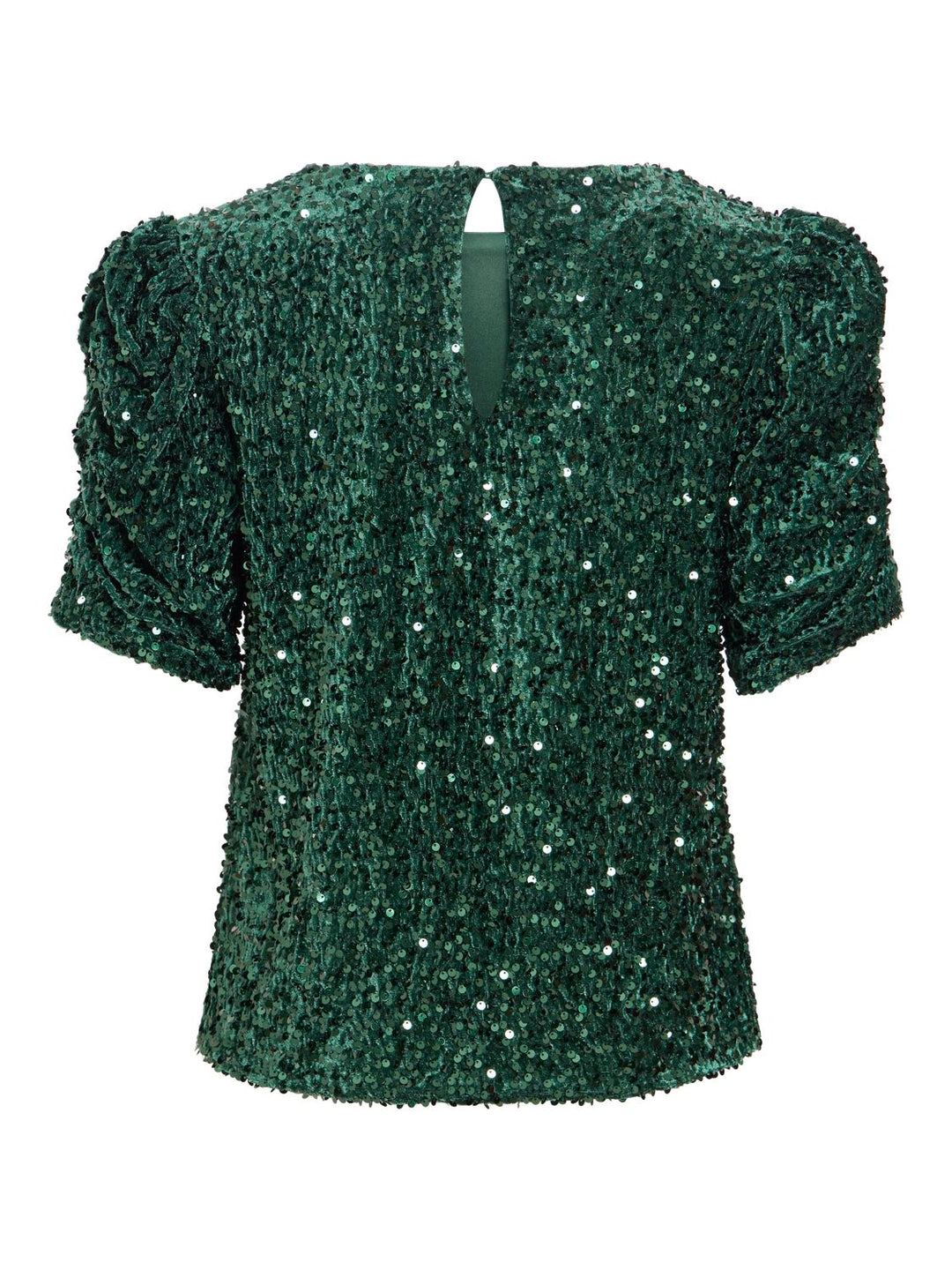Vibelieve O-Neck Puff Sequins Top/1/ka