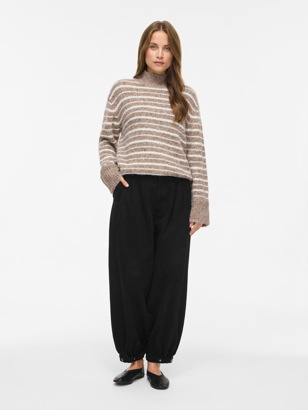 Vimeja Highneck L/s Stripe Knit Top/pb
