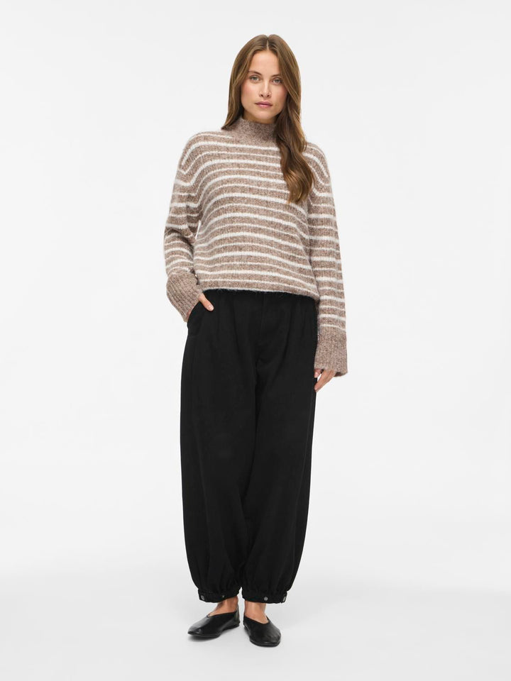 Vimeja Highneck L/s Stripe Knit Top/pb