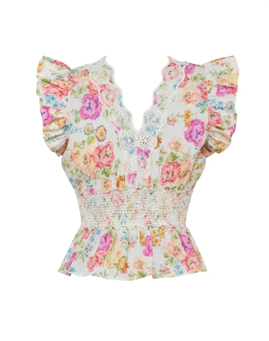 Cotton Slub Flounce Top