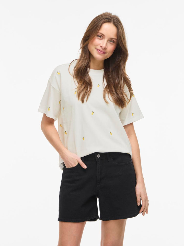 Vimonie Emb O-Neck S/s/rn