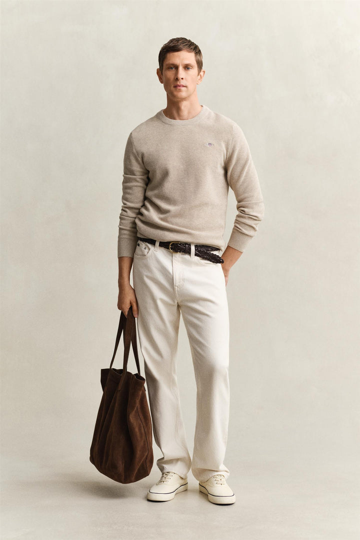 Micro Textured Cotton C-Neck