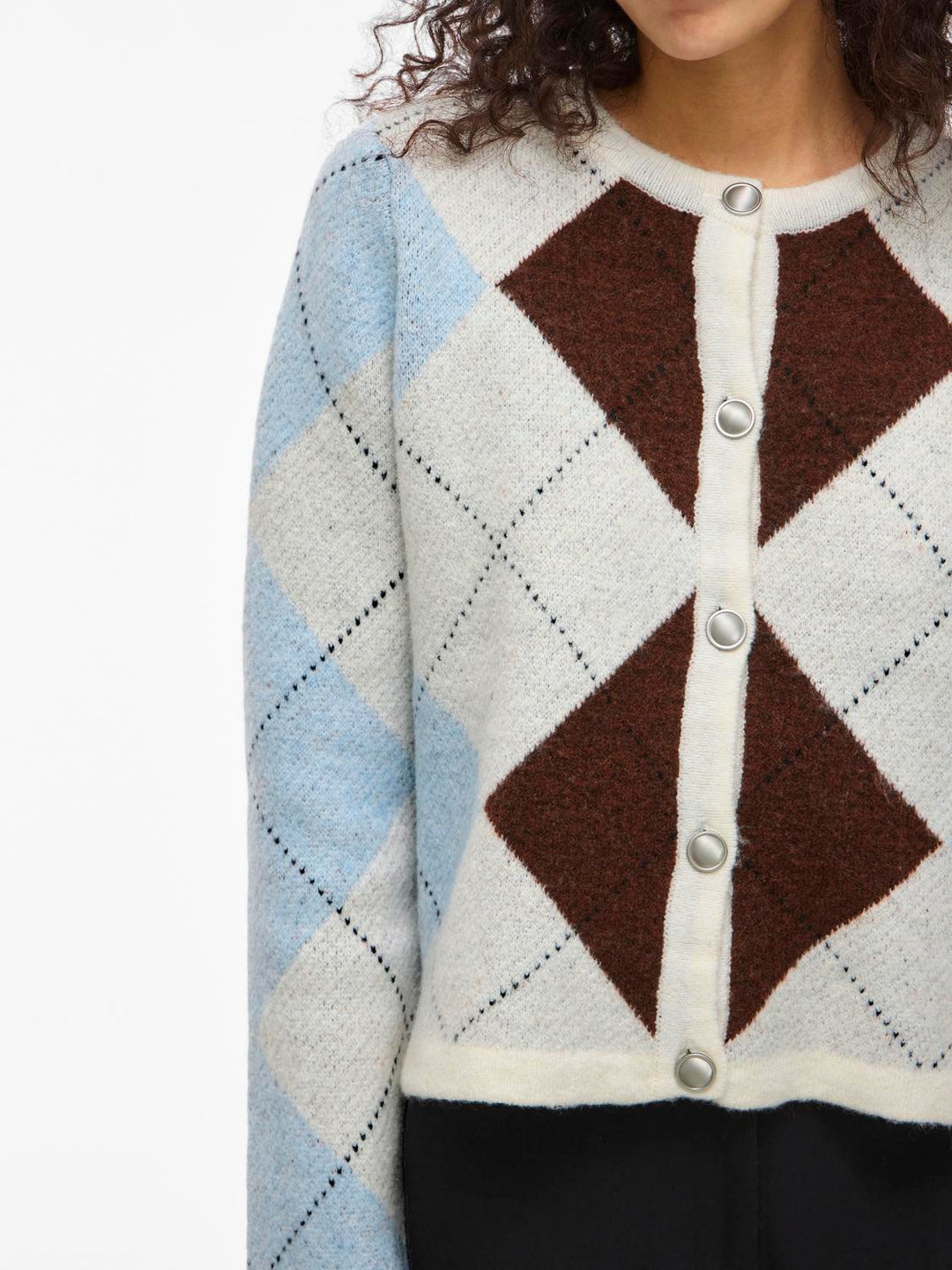Vikayla O-Neck L/s Check Knit Cardi/bfs
