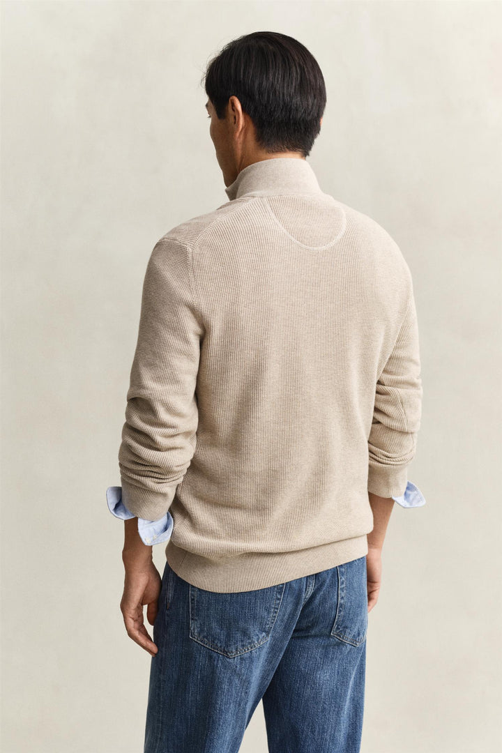 Micro Textured Cotton Half Zip