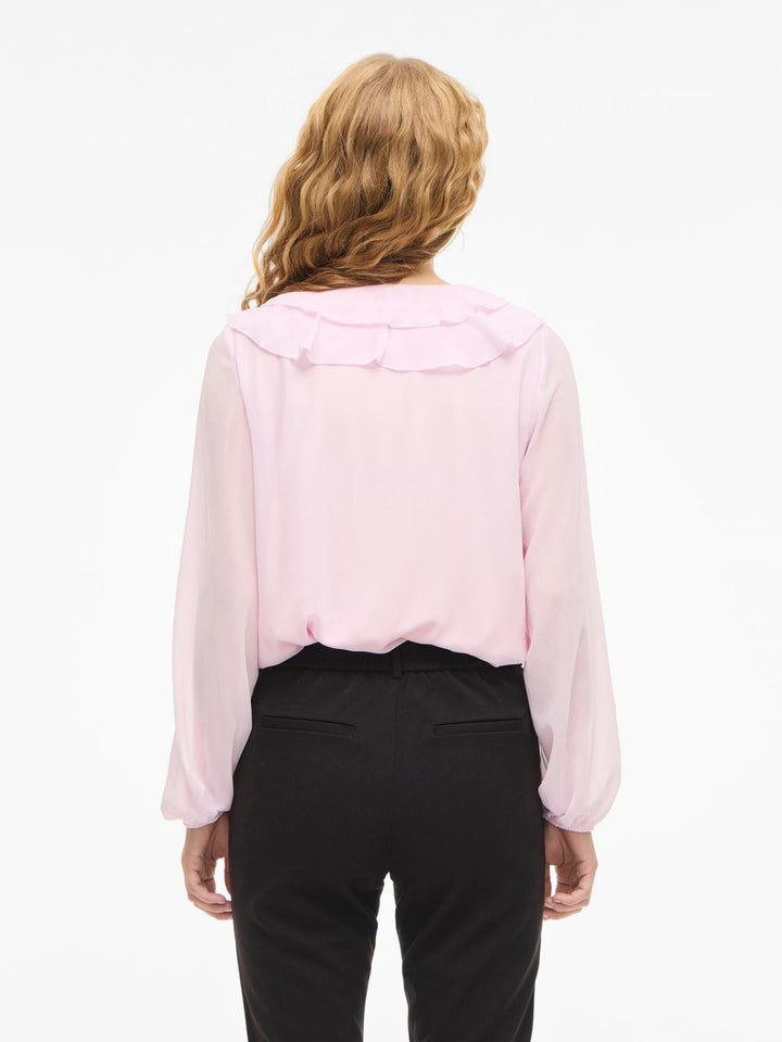 Viane L/s V-Neck Frill Top - Noos