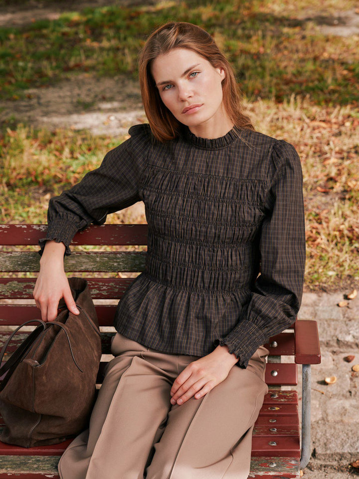 Possa Big Check Blouse