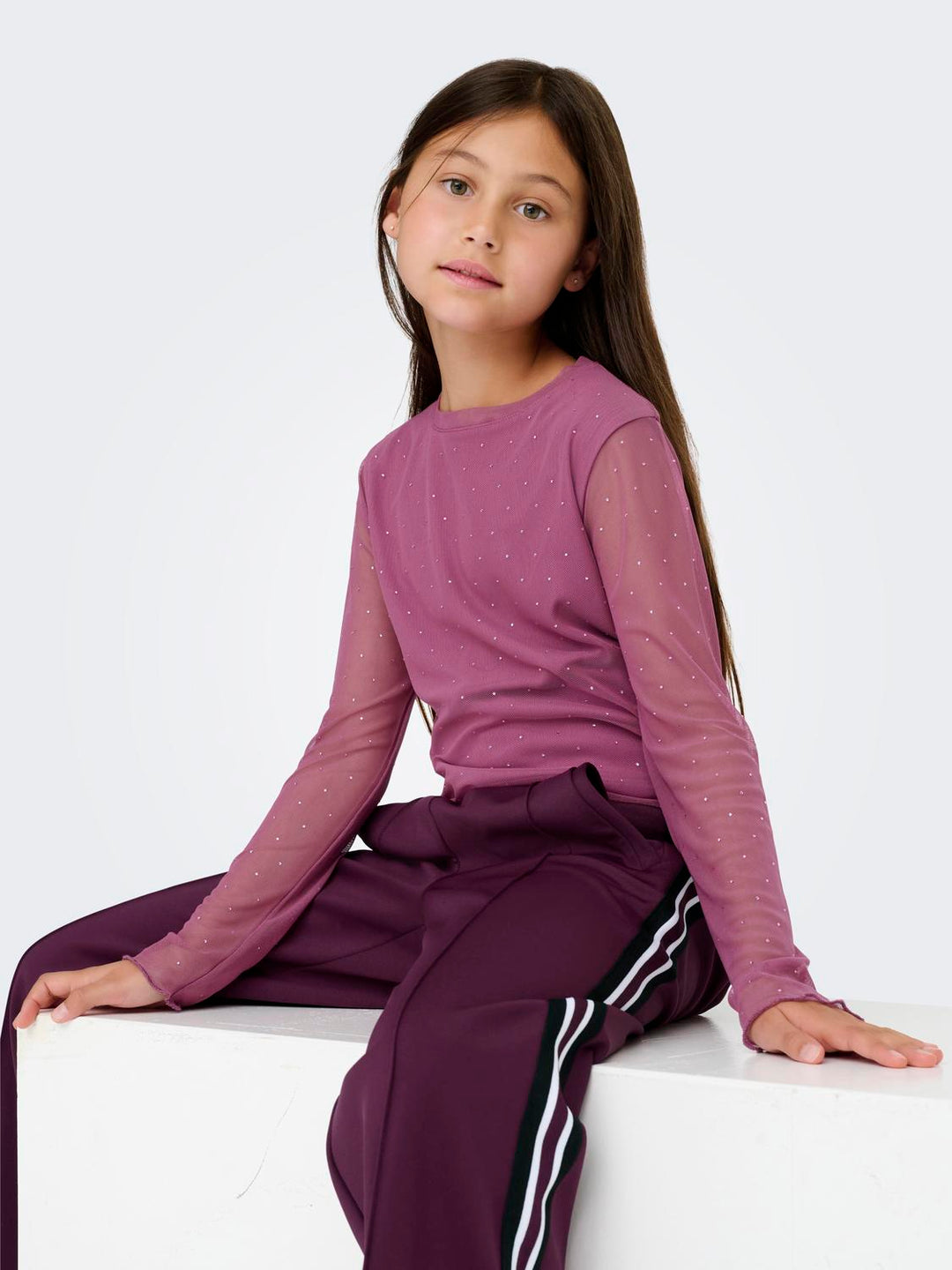 KOGJADA L/S RHINESTONE MESH TOP