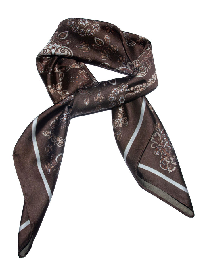 Skjerf Multi Paisley 70x70cm Brun