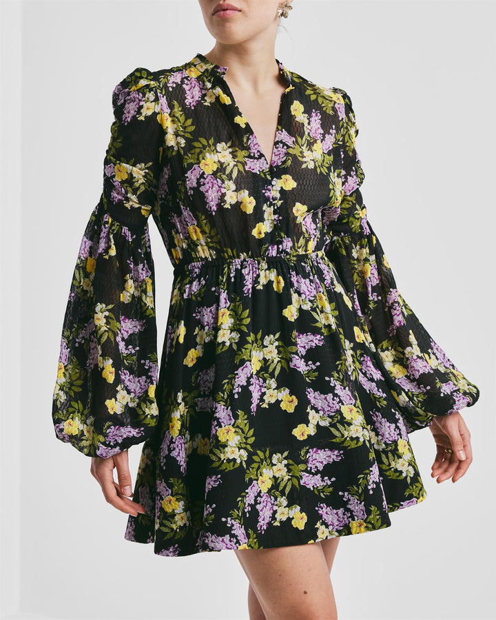 Dotted Georgette V-Neck Dress