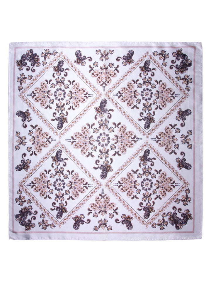 Skjerf Multi Paisley 70x70cm Offwhite