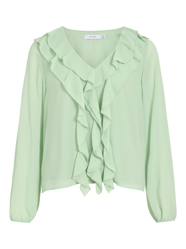 Viane L/s V-Neck Frill Top - Noos