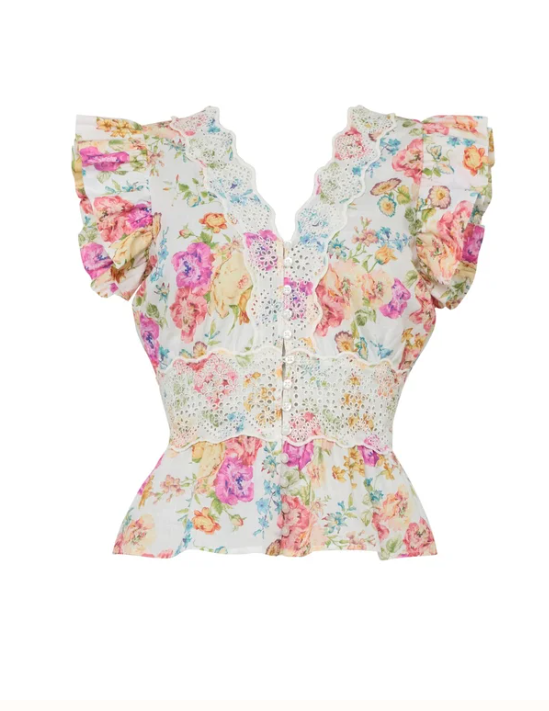 Cotton Slub Flounce Top