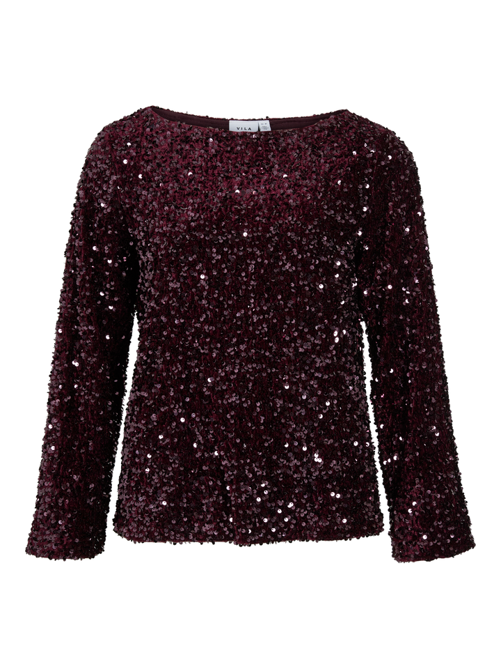 Vifaith Boat Neck L/s Sequin Top/2