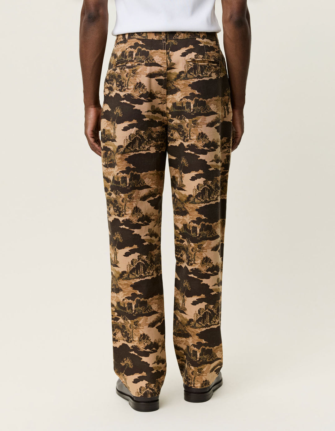 Aop Pleated Canvas Chino Pants