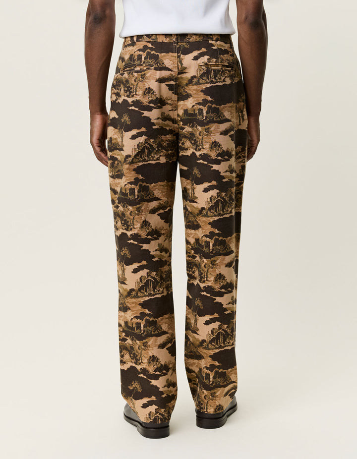 Aop Pleated Canvas Chino Pants