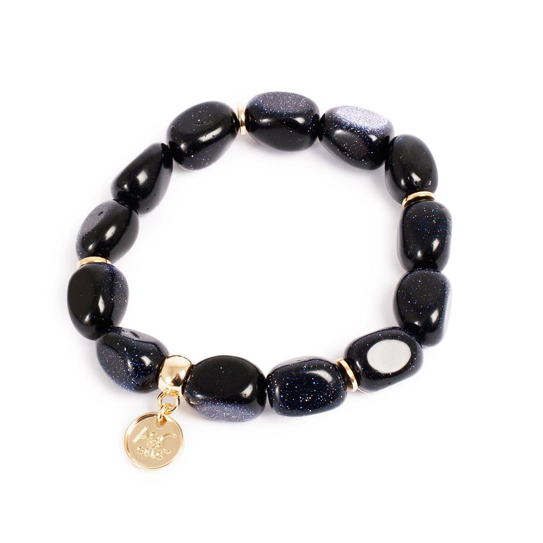 Bracelet 18/19cm "Nature Beads - Blue Sandstone