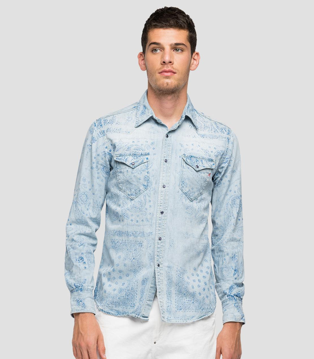 Denim Shirt Cashmere Print